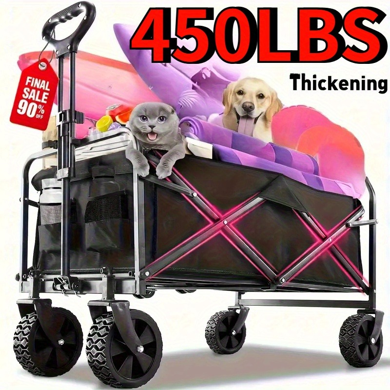 Sports Equipment Trolley - Czarny, wytrzymały, składany wózek transportowy o